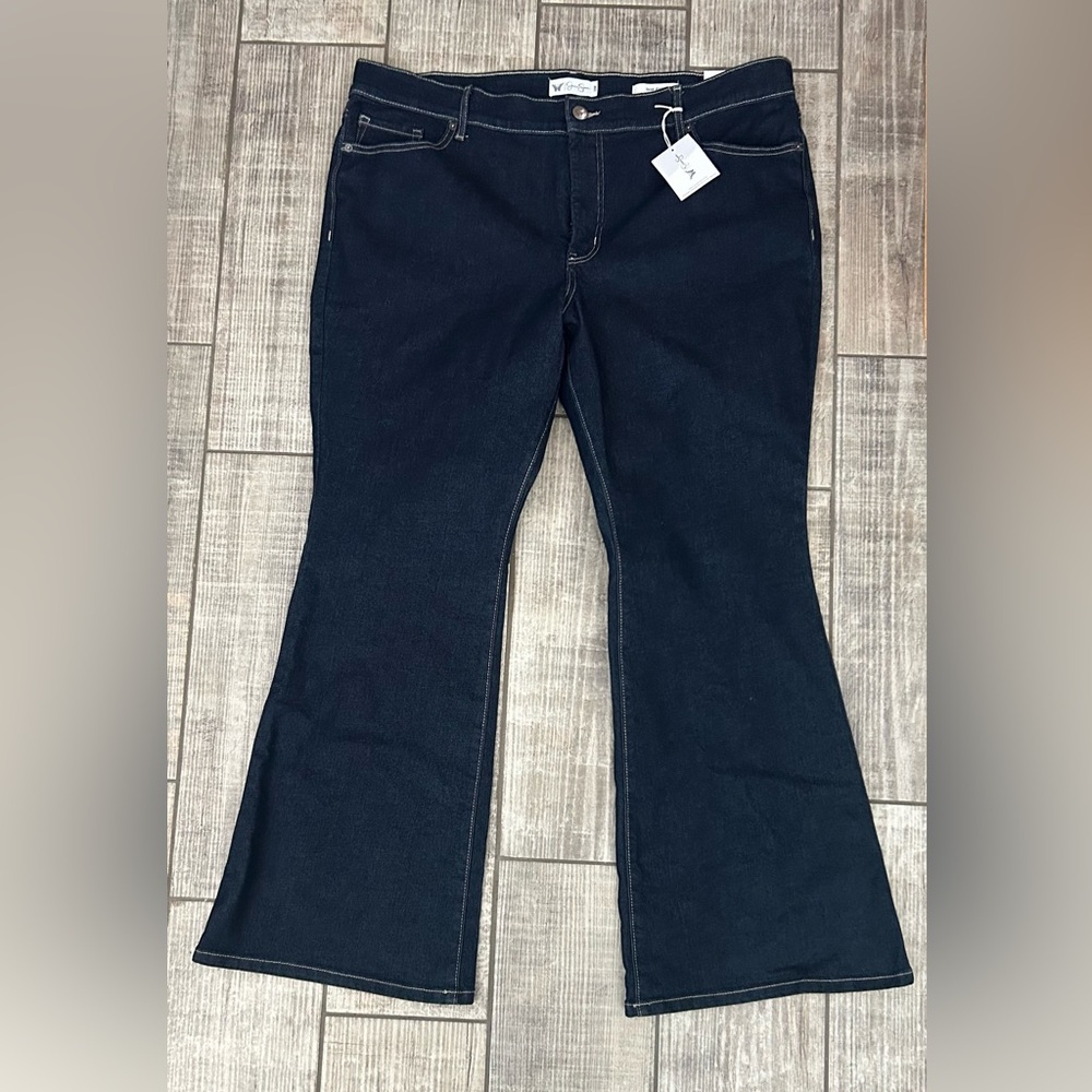 Jessica Simpson Dark Blue Daisy Flare Jeans 18w NWT - Picture 5 of 11